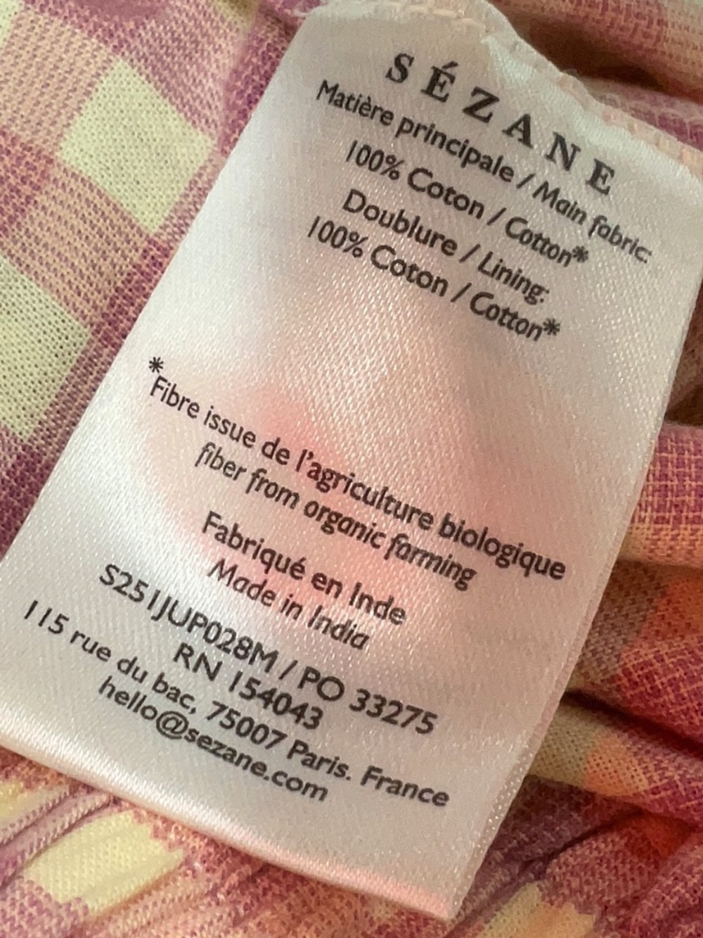 Sézane Sakura Skirt in Pink Checked Print FR 38 / US 6 - Picture 9 of 16